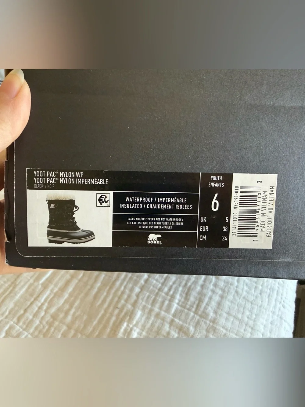 NWT Sorel Yoot Pac Nylon WP Youth Size 6/Women’s Size 7.5 (EU 38)